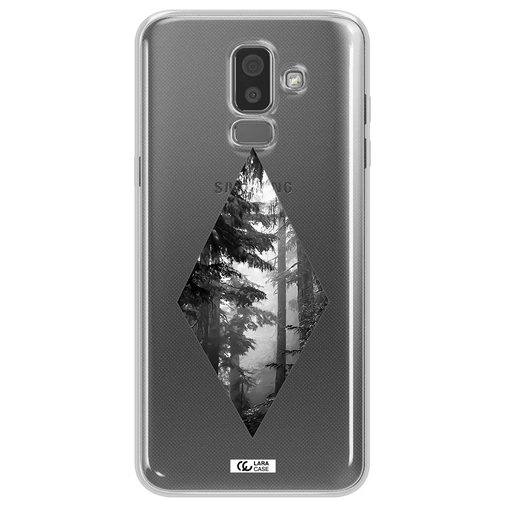a diamond shaped image of trees Samsung J8 Clear TPU Case