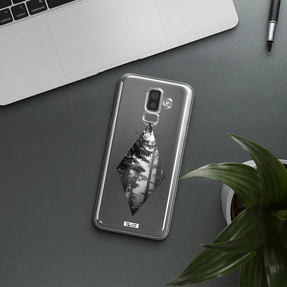 a diamond shaped image of trees Samsung J8 Clear TPU Case
