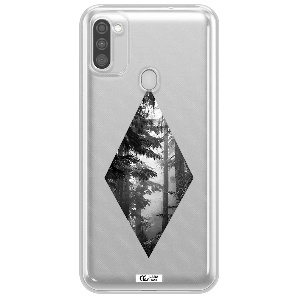 a diamond shaped image of trees Samsung M11 Clear TPU Case