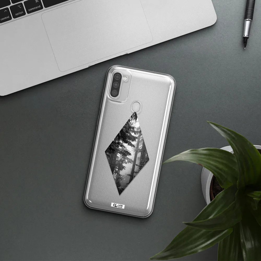 a diamond shaped image of trees Samsung M11 Clear TPU Case