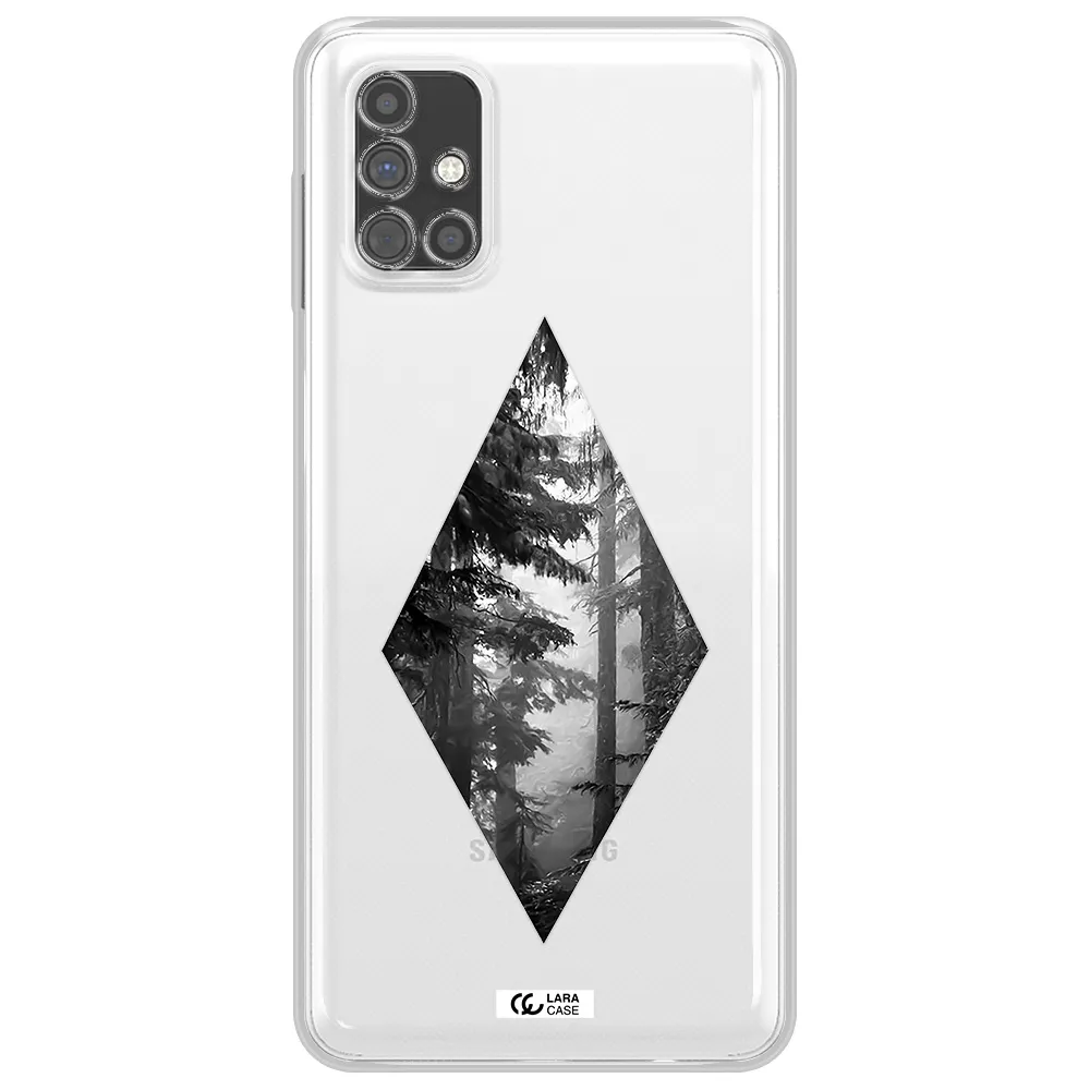 a diamond shaped image of trees Samsung M51 Clear TPU Case