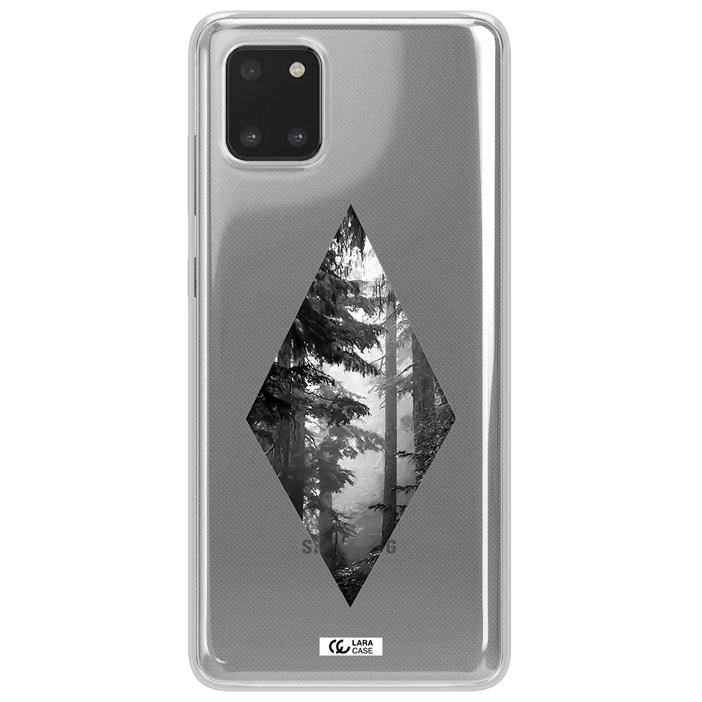 a diamond shaped image of trees Samsung Note 10 Lite Clear TPU Case