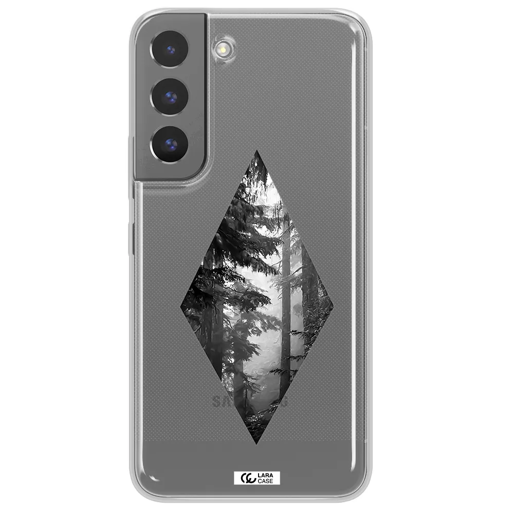 a diamond shaped image of trees Samsung S 22 Plus Clear TPU Case