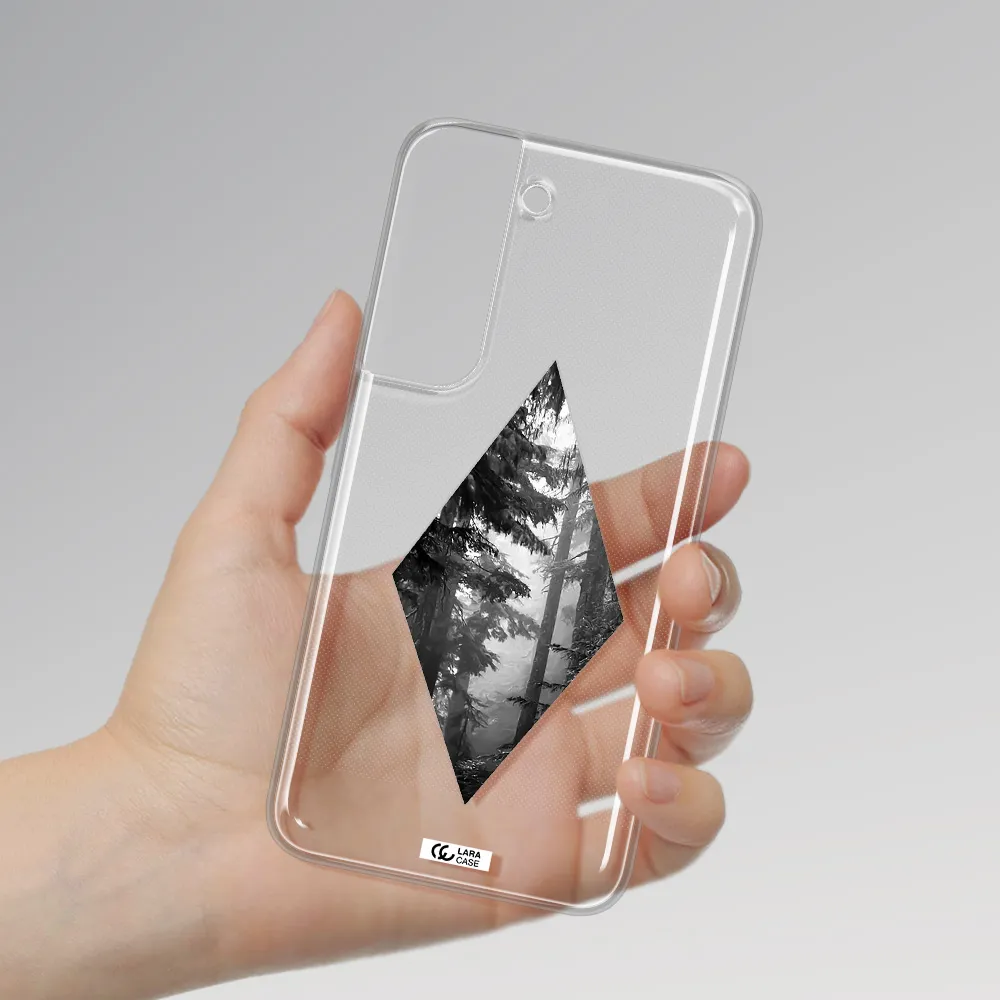 a diamond shaped image of trees Samsung S 22 Plus Clear TPU Case