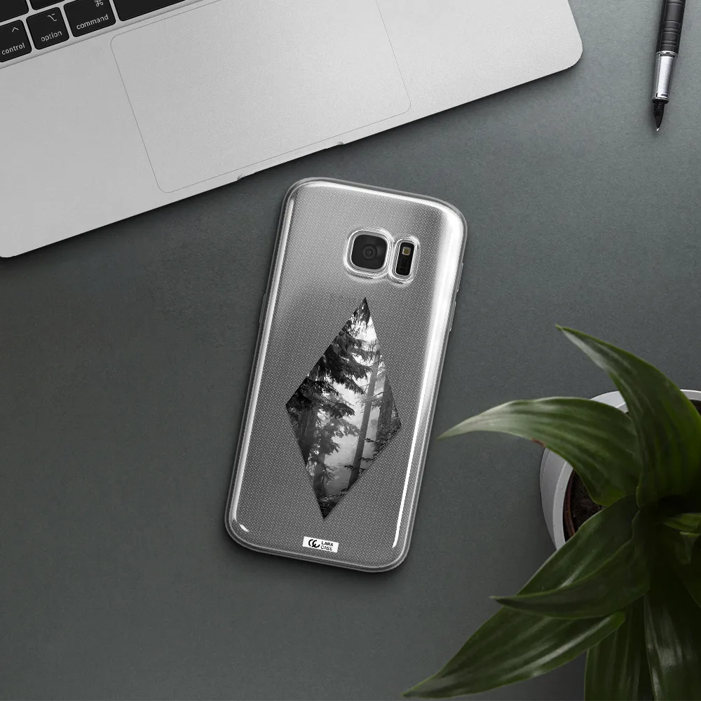 a diamond shaped image of trees Samsung S 7 Clear TPU Case