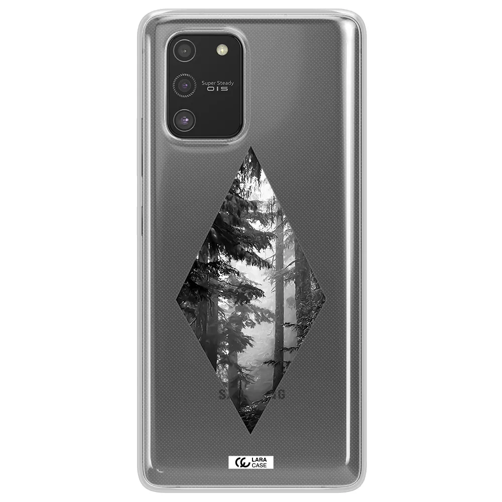a diamond shaped image of trees Samsung S10 Lite Clear TPU Case