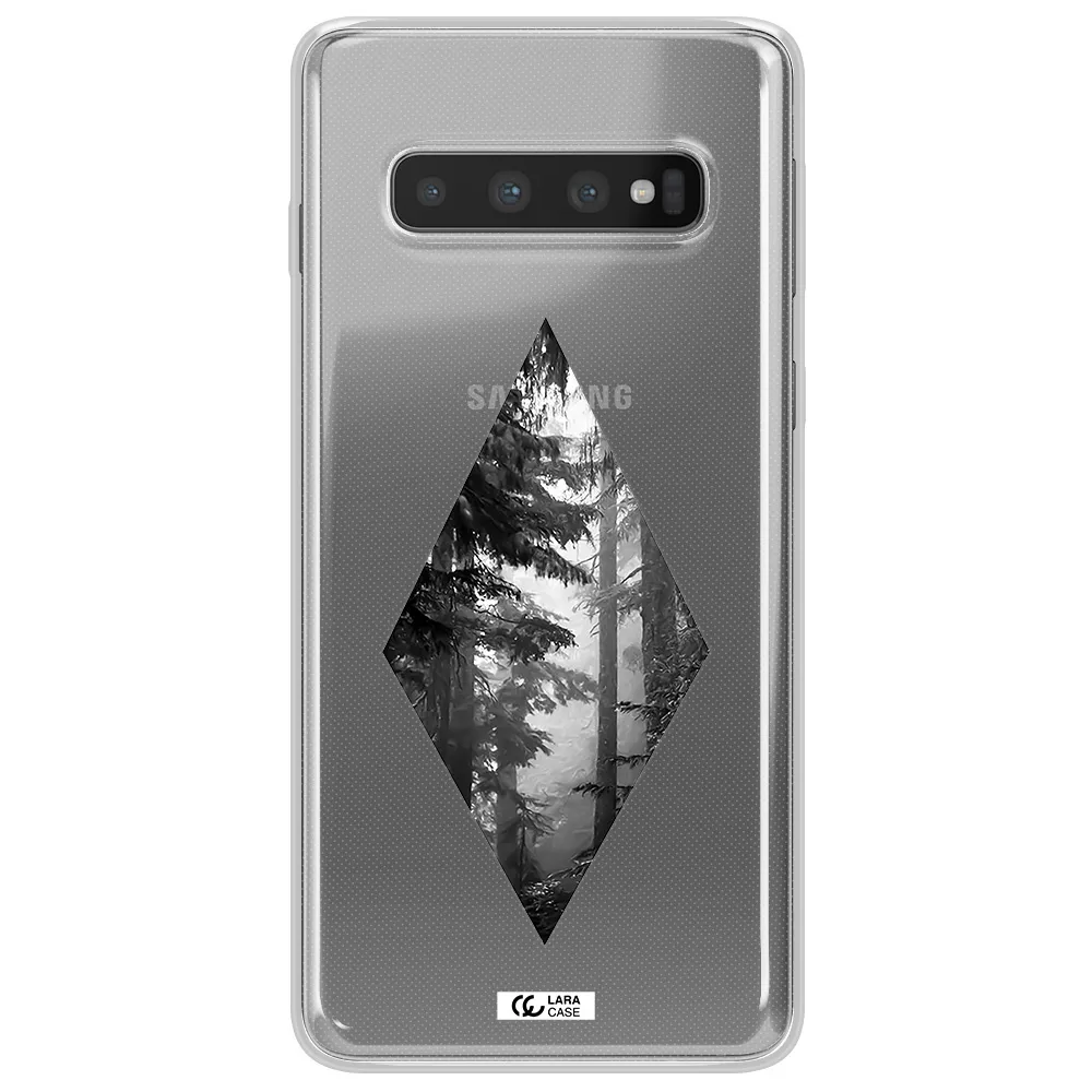 a diamond shaped image of trees Samsung S10 Plus Clear TPU Case