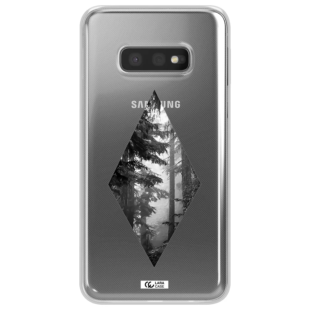 a diamond shaped image of trees Samsung S10e Clear TPU Case