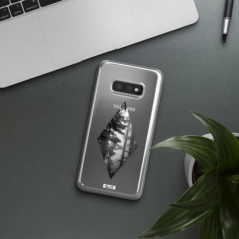 a diamond shaped image of trees Samsung S10e Clear TPU Case