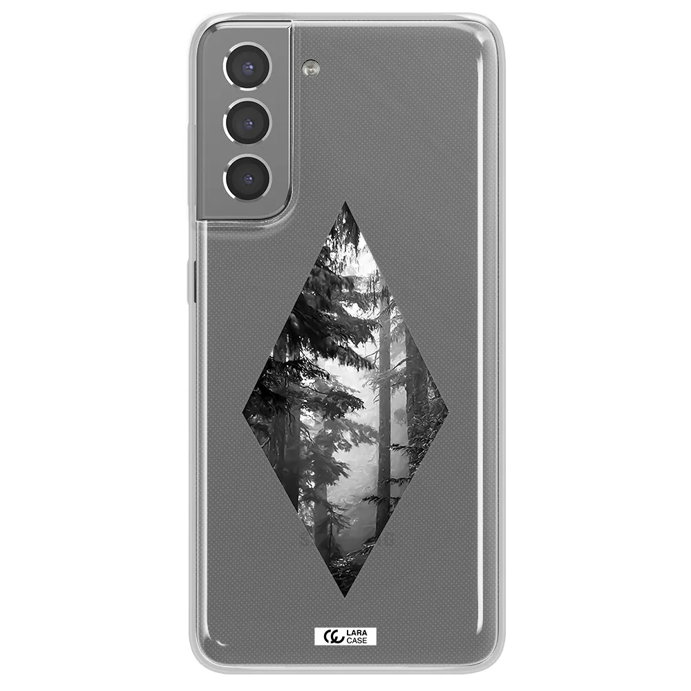 a diamond shaped image of trees Samsung S21 Clear TPU Case