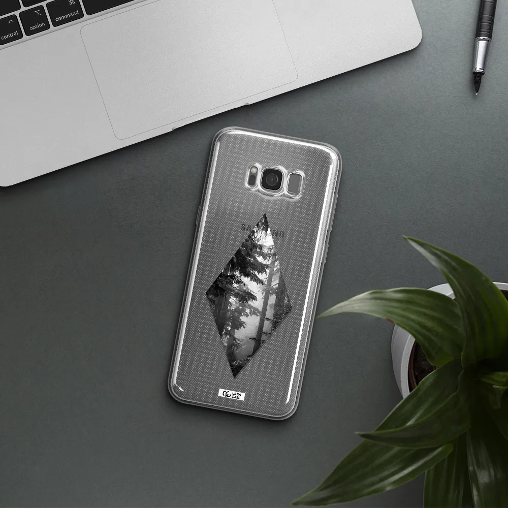 a diamond shaped image of trees Samsung S8 Clear TPU Case