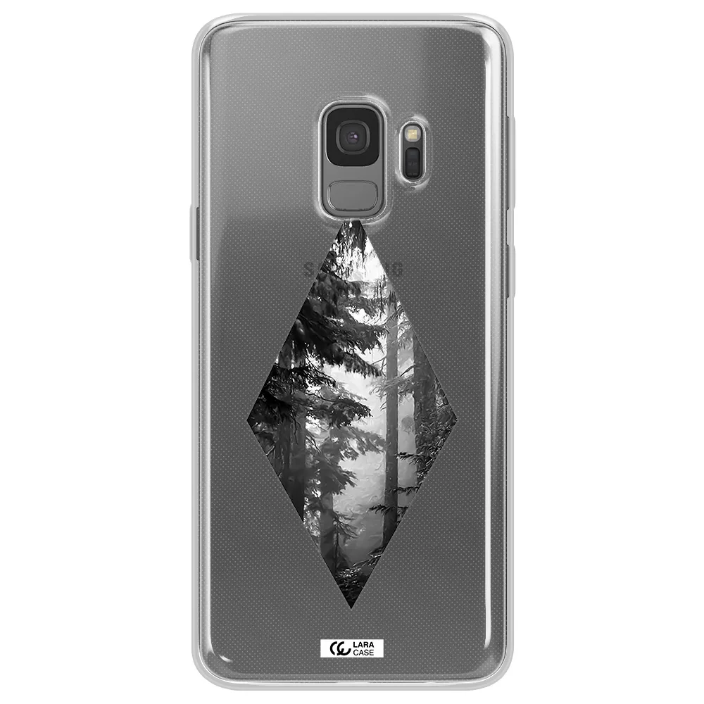 a diamond shaped image of trees Samsung S9 Clear TPU Case