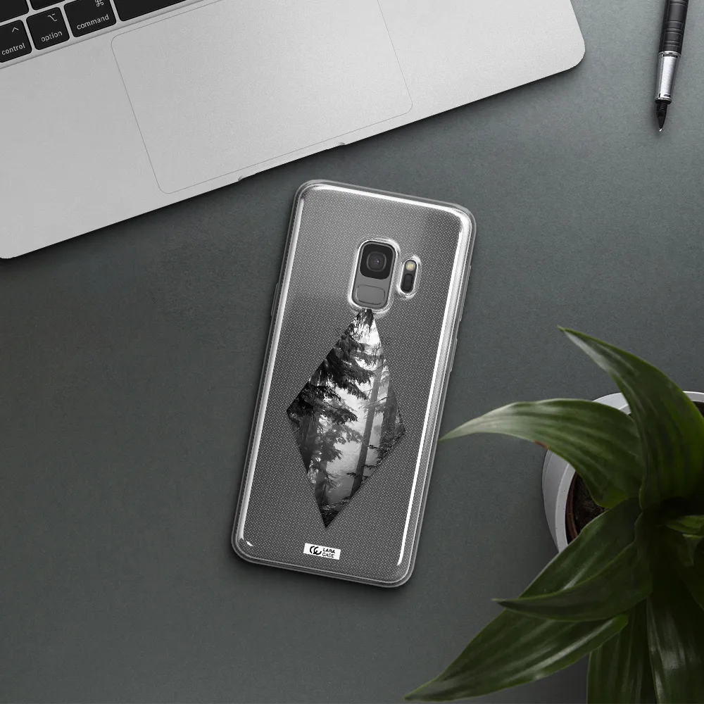 a diamond shaped image of trees Samsung S9 Clear TPU Case