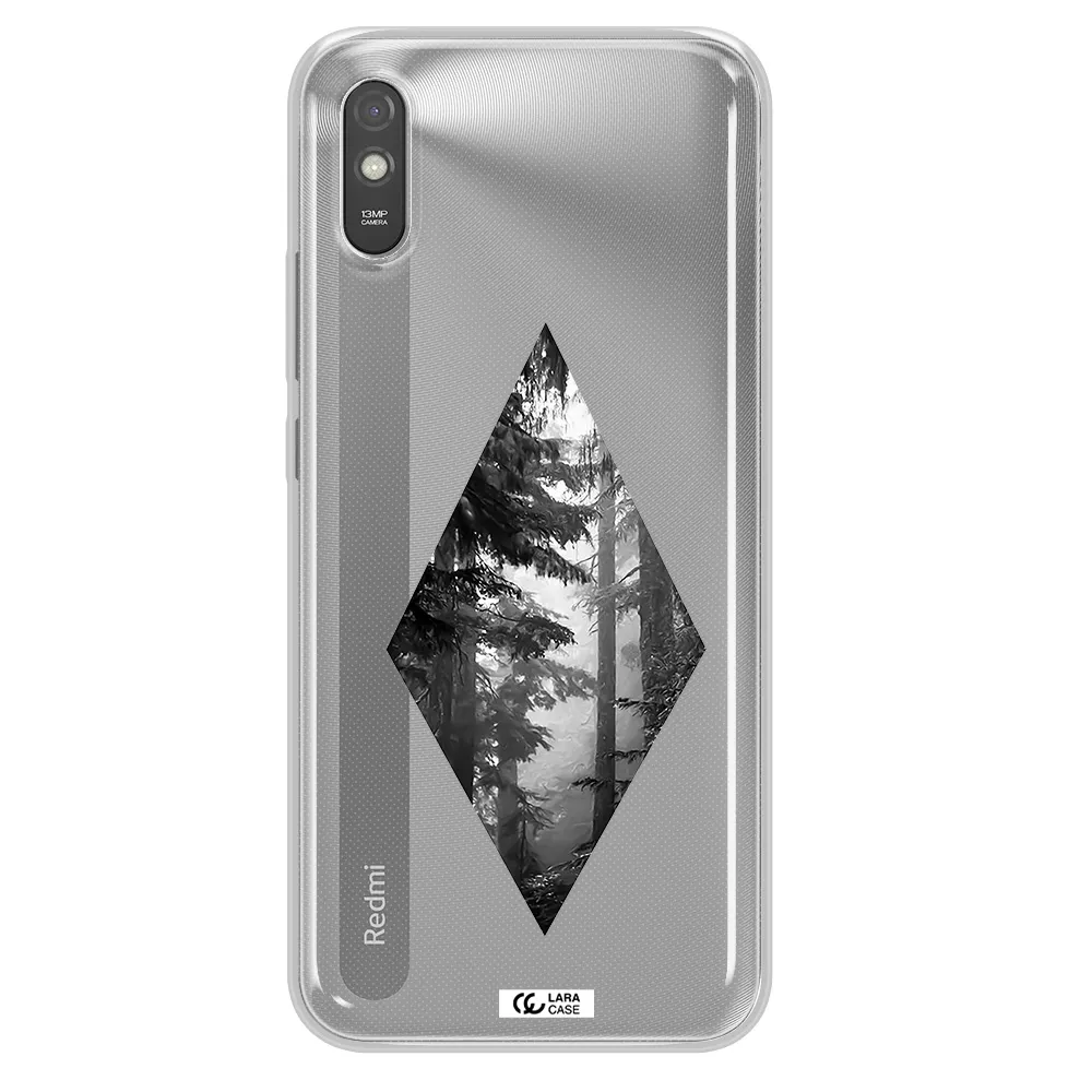a diamond shaped image of trees Xiaomi Redmi 9A Clear TPU Case