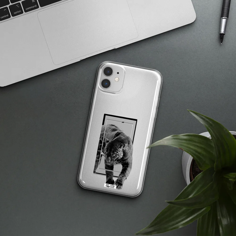 a black tiger with spots on its face Apple iPhone 11 Clear TPU Case