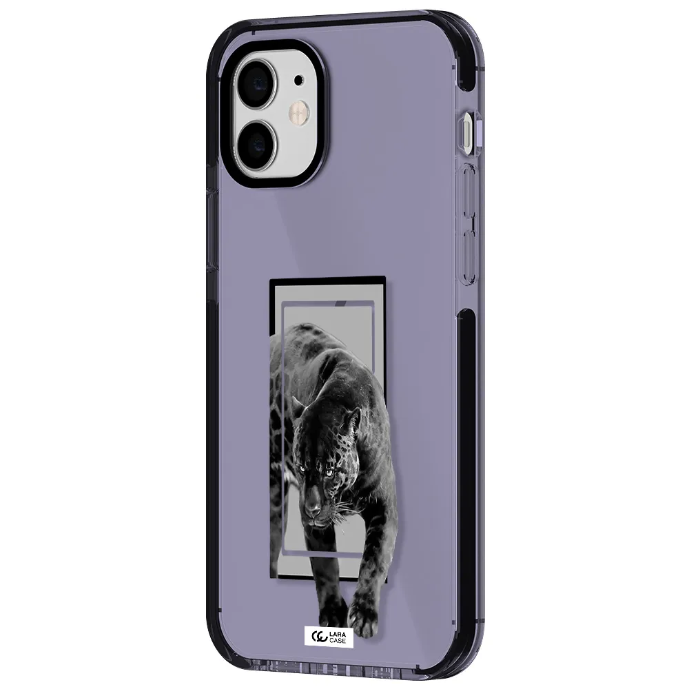 a black tiger with spots on its face Apple iPhone 11 impact Lilac Case