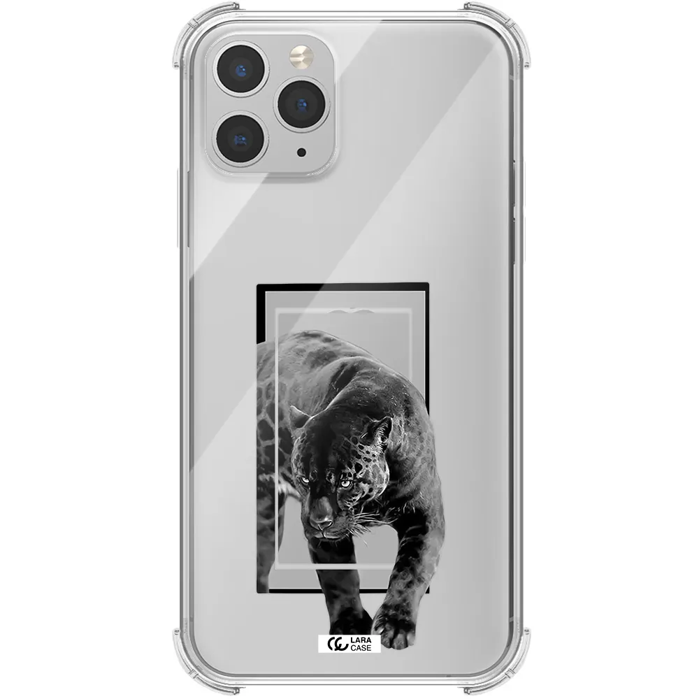 a black tiger with spots on its face Apple iPhone 11 pro max Clear PC Case