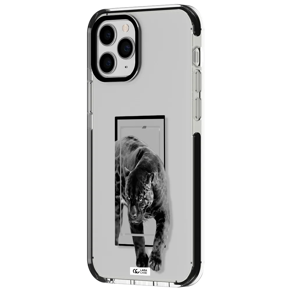 a black tiger with spots on its face Apple iPhone 11 pro max impact black border Case