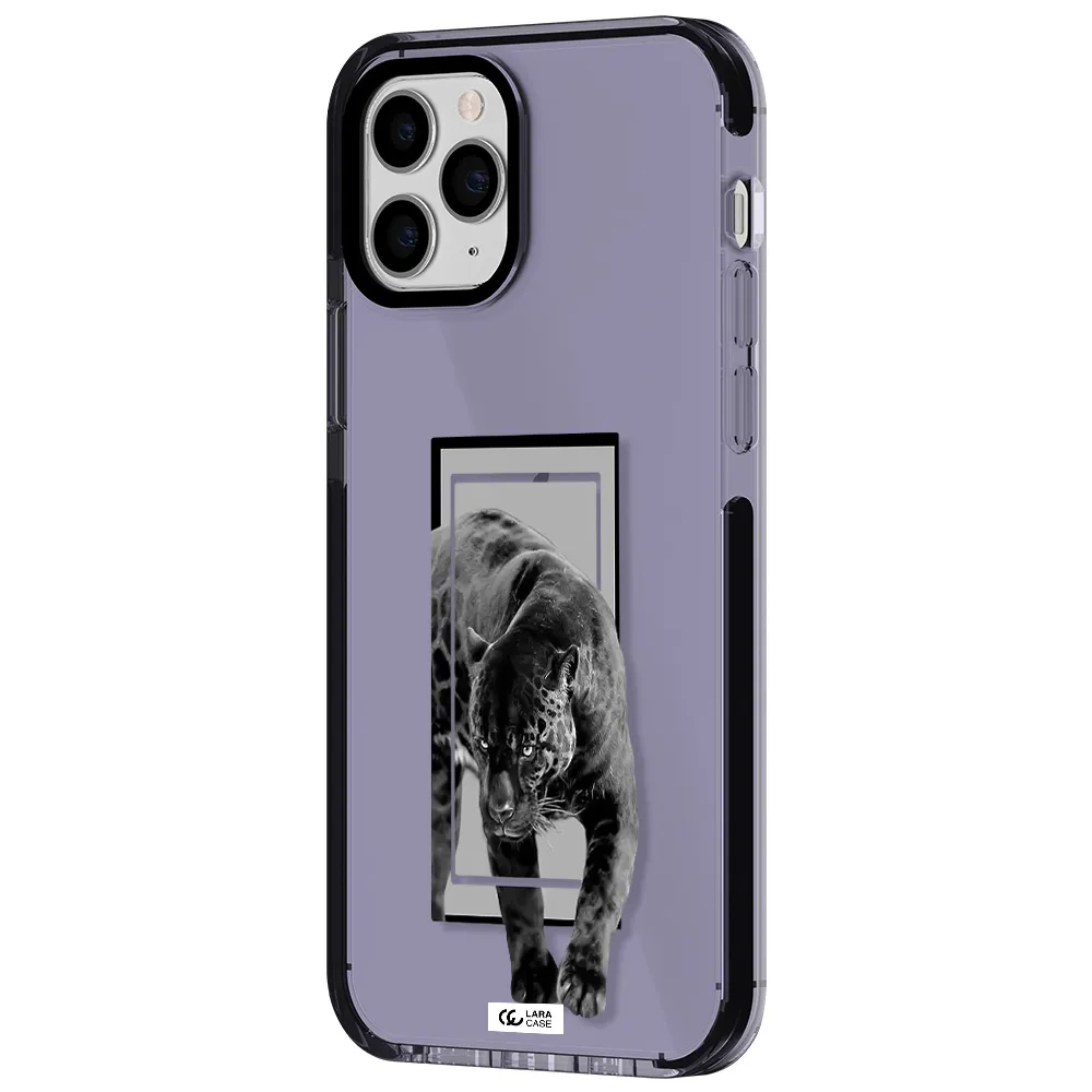 a black tiger with spots on its face Apple iPhone 11 pro max impact Lilac Case