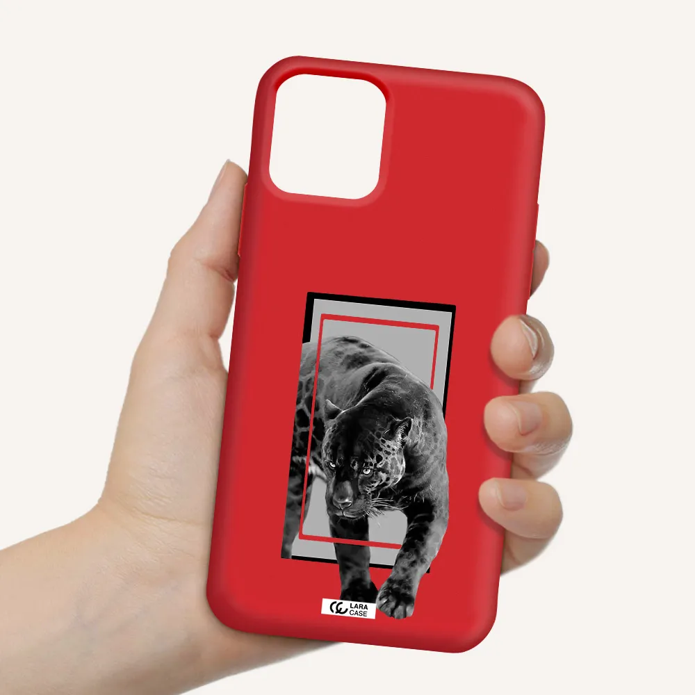 a black tiger with spots on its face Apple iPhone 11 pro Silicone Imperial Red Case