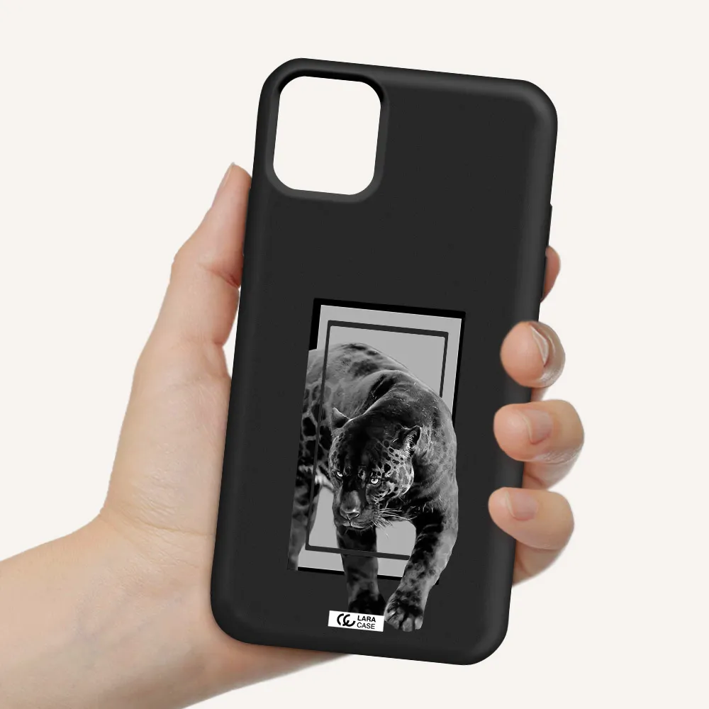 a black tiger with spots on its face Apple iPhone 11 Silicone black Case