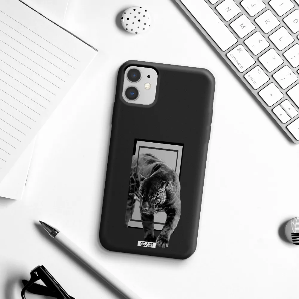 a black tiger with spots on its face Apple iPhone 11 Silicone black Case