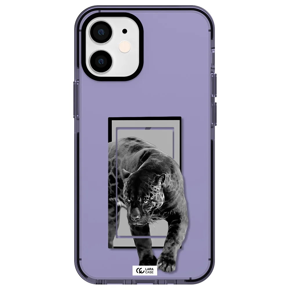 a black tiger with spots on its face Apple iPhone 12 mini impact Lilac Case