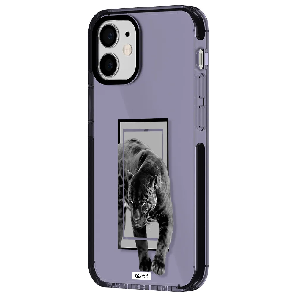 a black tiger with spots on its face Apple iPhone 12 mini impact Lilac Case