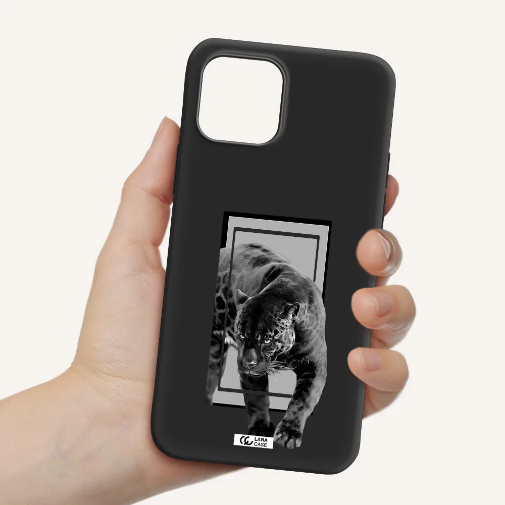 a black tiger with spots on its face Apple iPhone 12 mini Silicone black Case