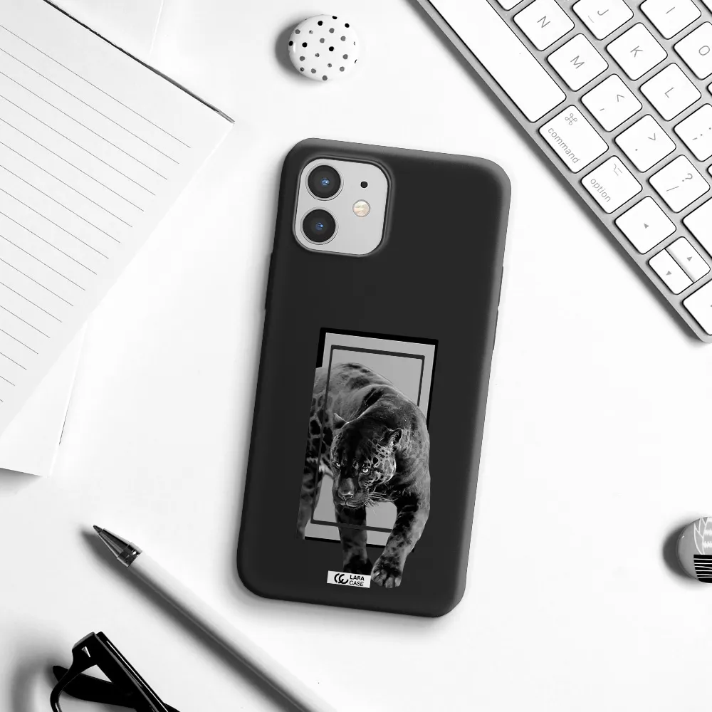 a black tiger with spots on its face Apple iPhone 12 mini Silicone black Case