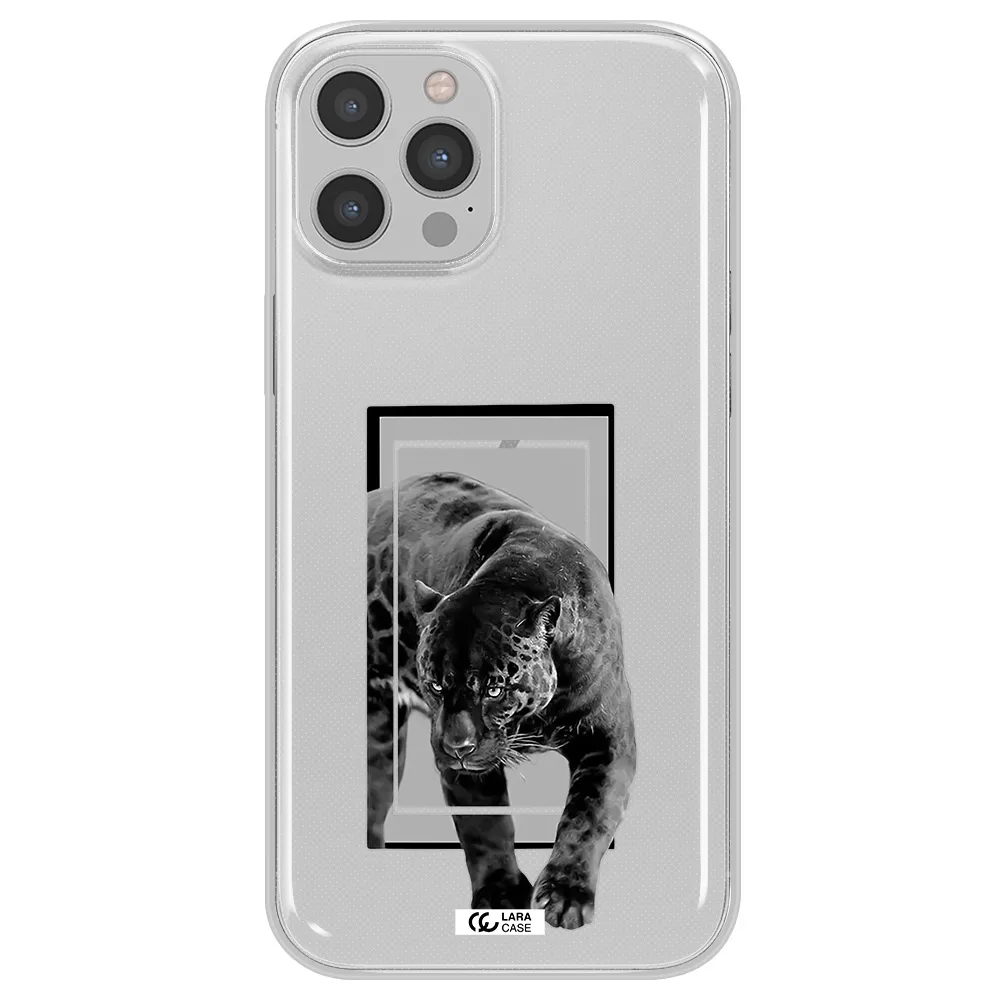 a black tiger with spots on its face Apple iPhone 12 pro max Clear TPU Case