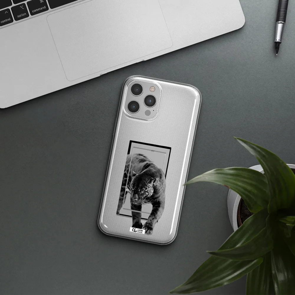 a black tiger with spots on its face Apple iPhone 12 pro max Clear TPU Case