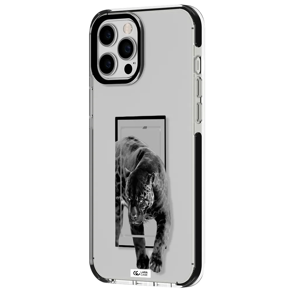 a black tiger with spots on its face Apple iPhone 12 pro max impact black border Case