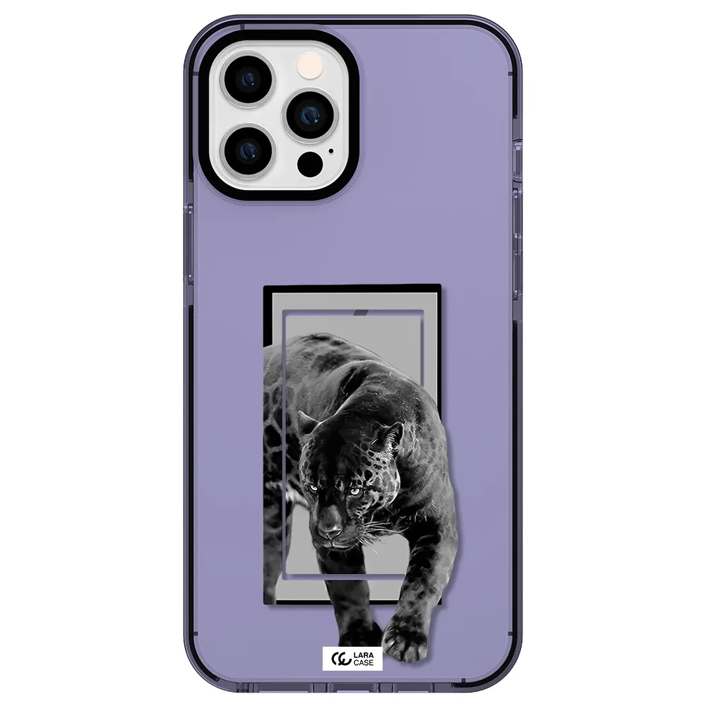 a black tiger with spots on its face Apple iPhone 12 pro max impact Lilac Case