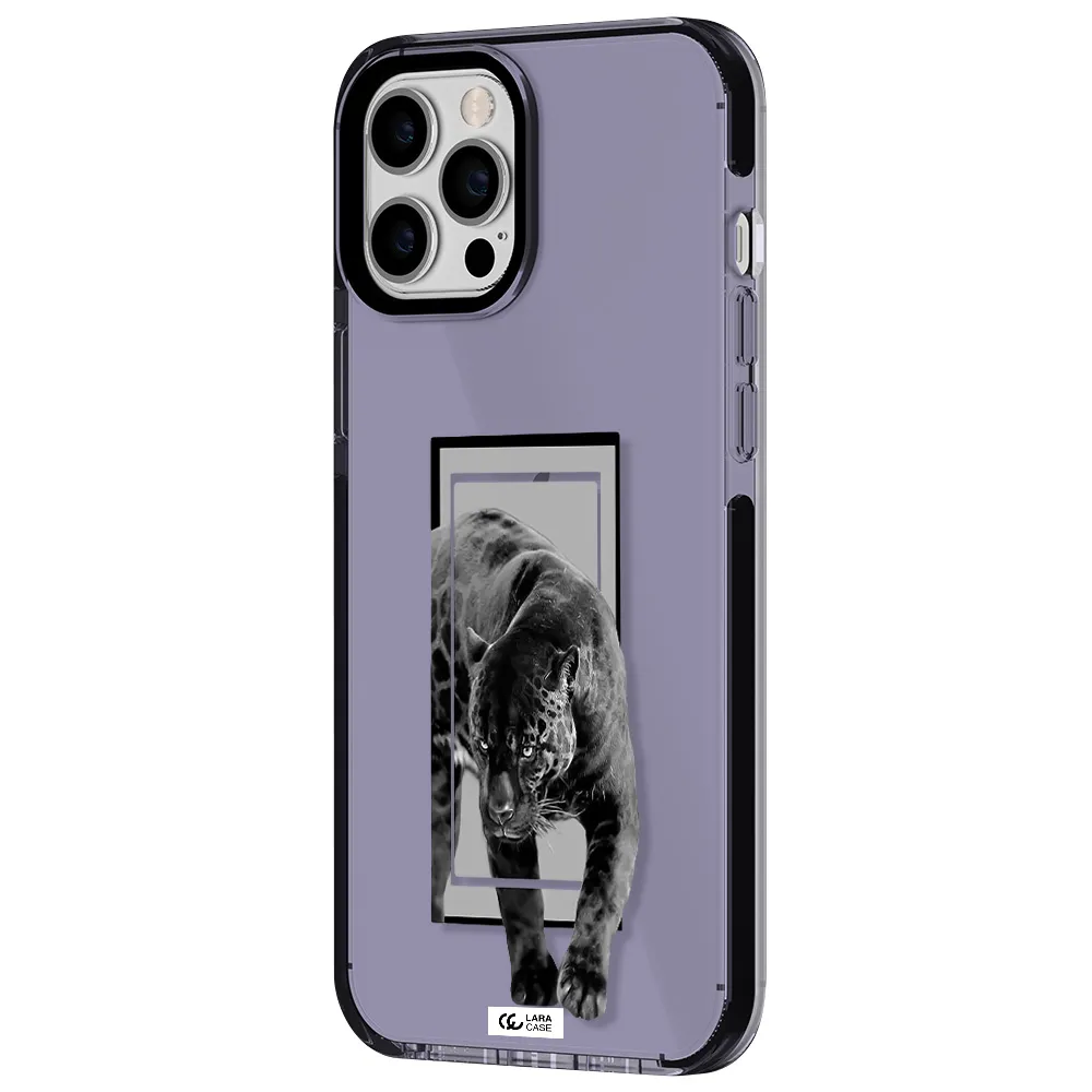 a black tiger with spots on its face Apple iPhone 12 pro max impact Lilac Case