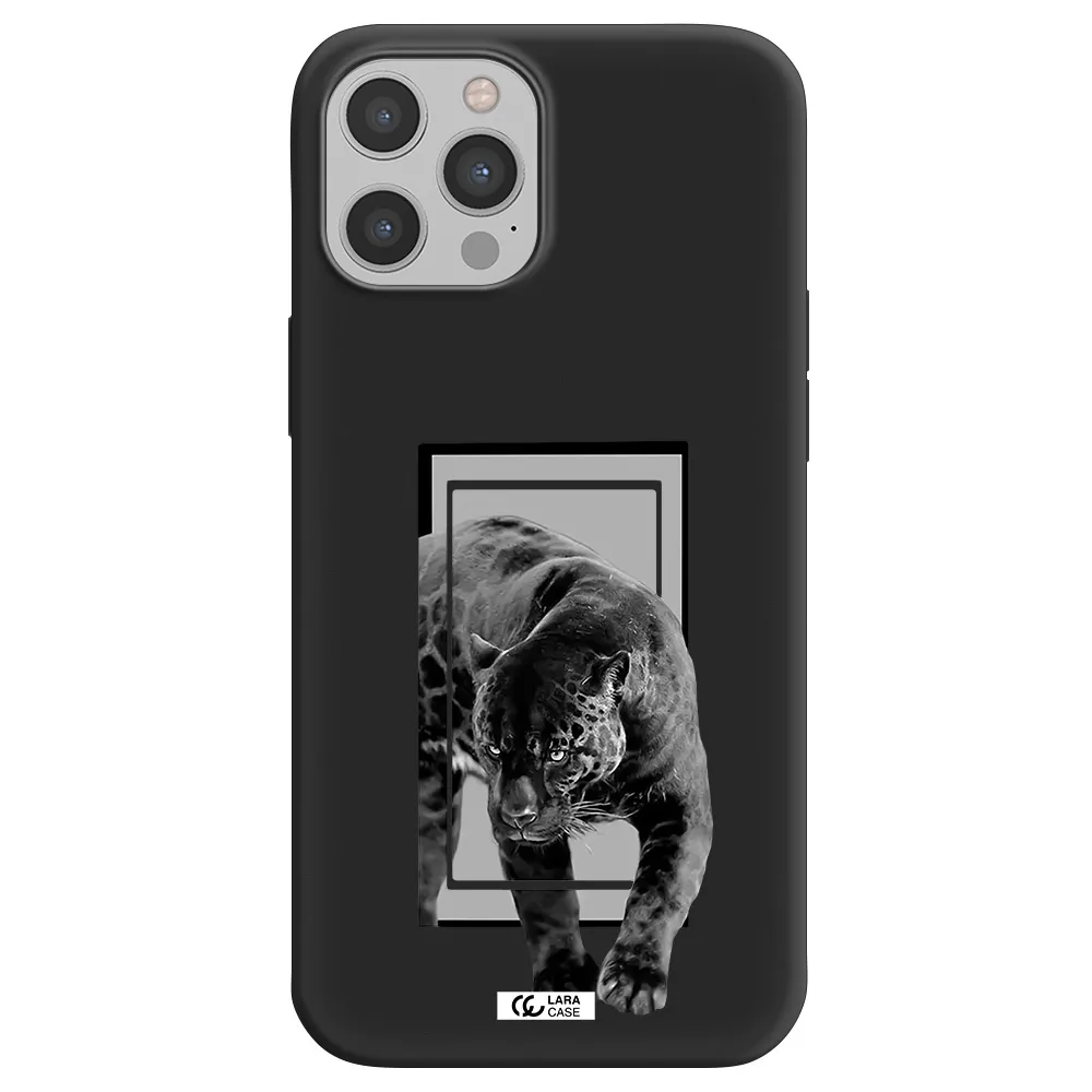a black tiger with spots on its face Apple iPhone 12 pro max Silicone black Case