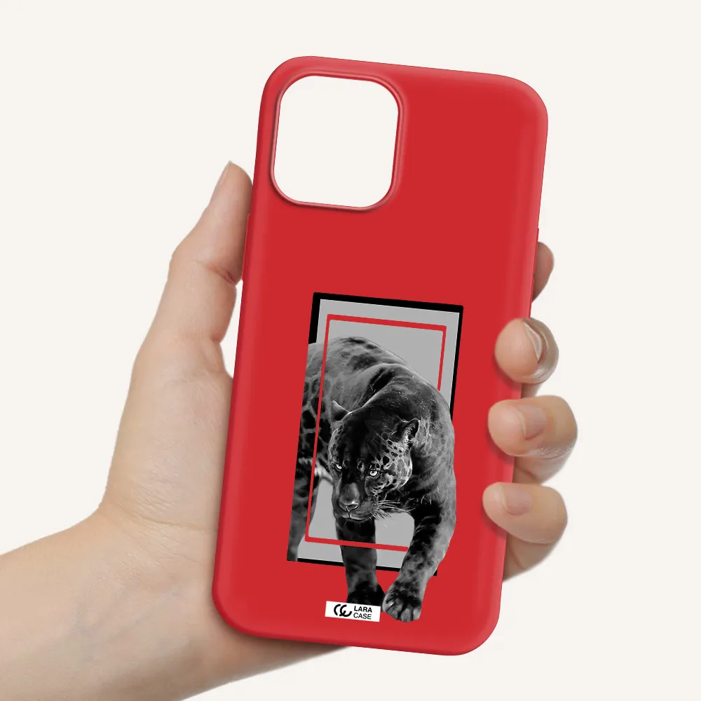 a black tiger with spots on its face Apple iPhone 12 pro max Silicone Imperial Red Case