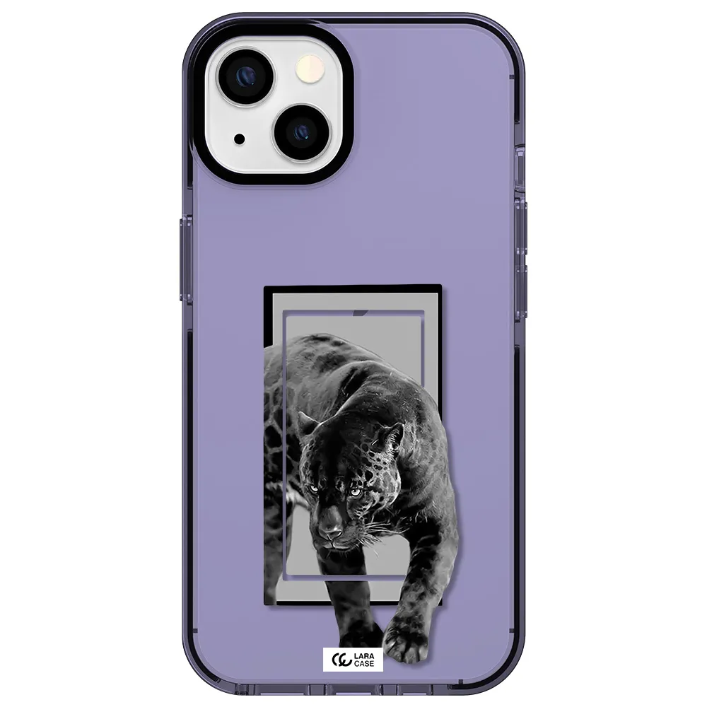 a black tiger with spots on its face Apple iPhone 13 impact Lilac Case