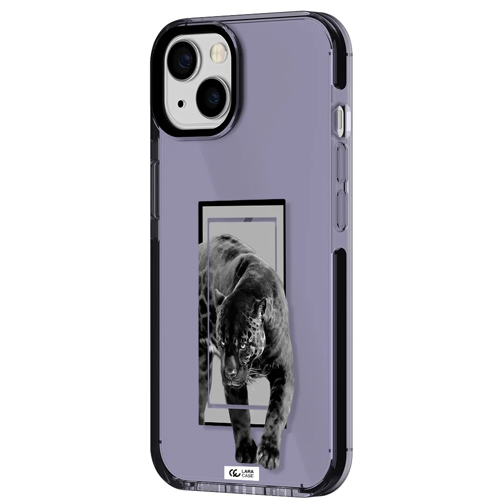 a black tiger with spots on its face Apple iPhone 13 impact Lilac Case
