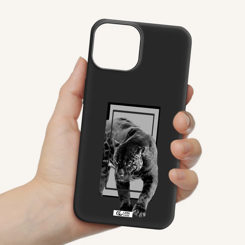 a black tiger with spots on its face Apple iPhone 13 mini Silicone black Case