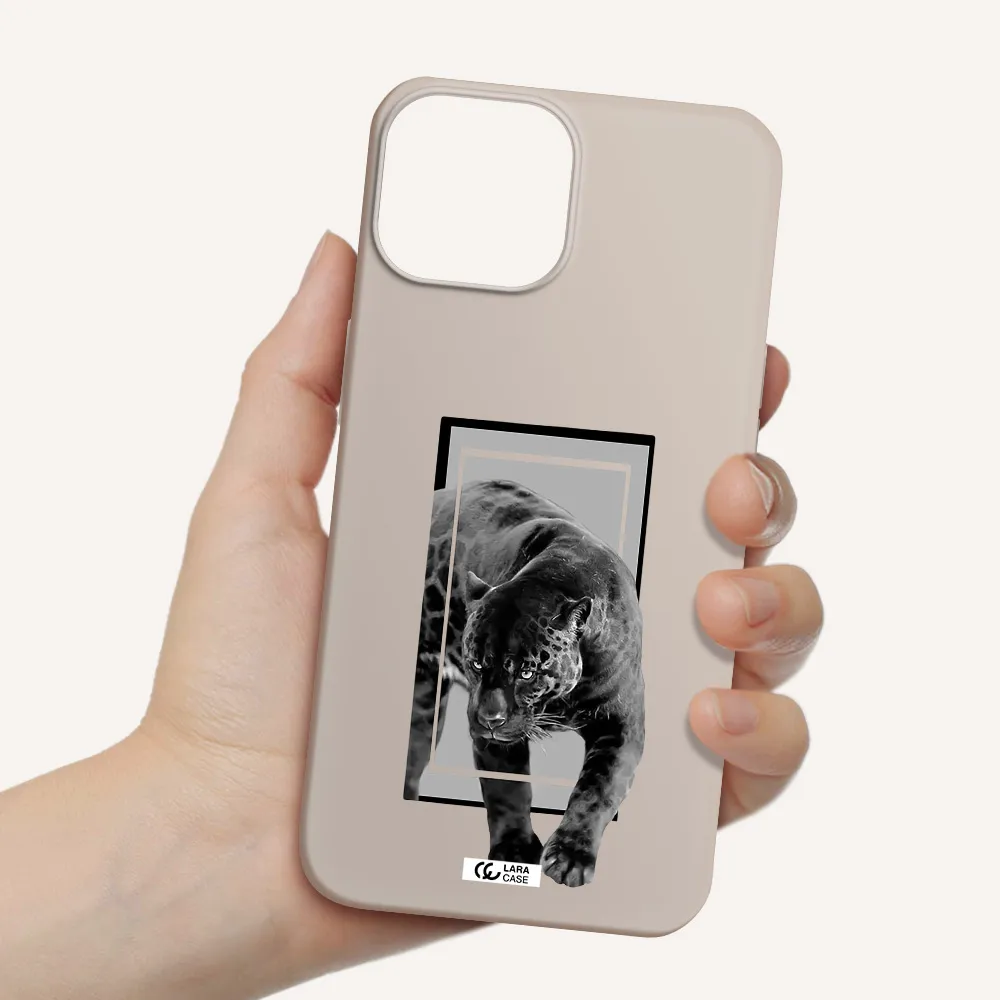 a black tiger with spots on its face Apple iPhone 13 mini Silicone Stone Case