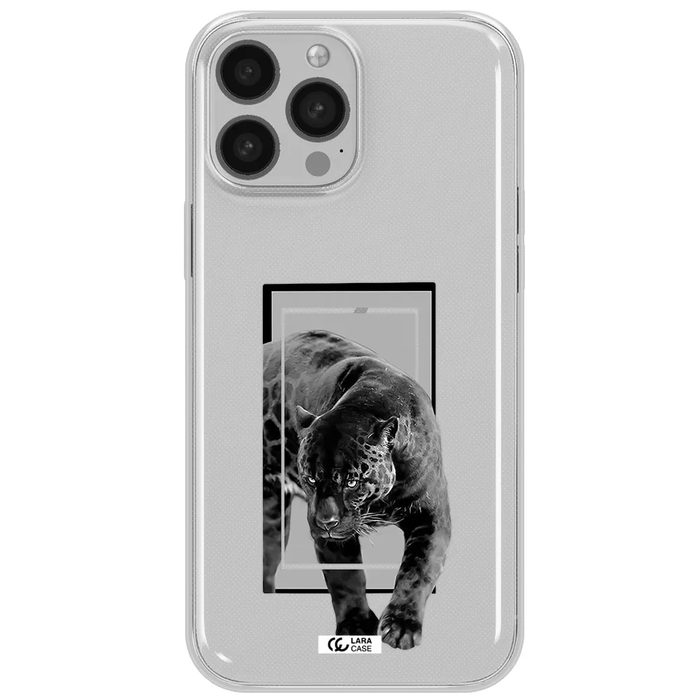 a black tiger with spots on its face Apple iPhone 13 Pro Clear TPU Case