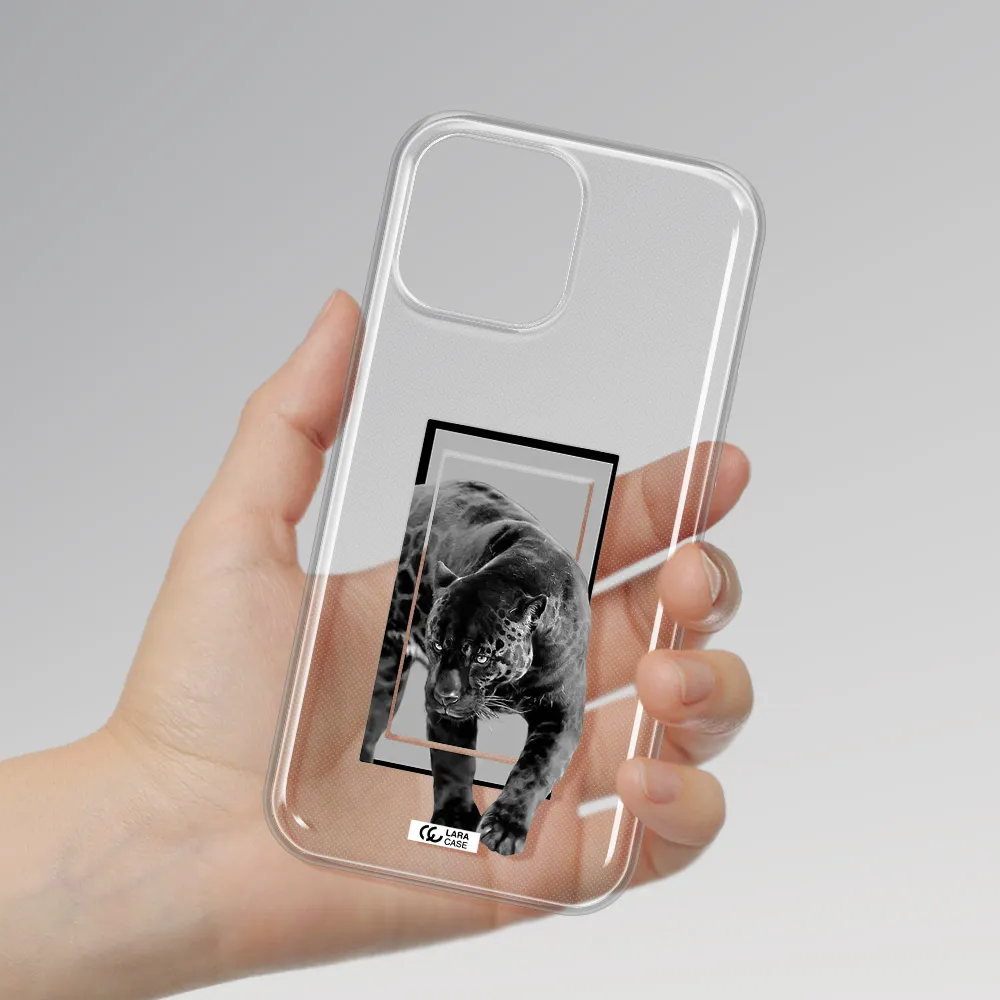 a black tiger with spots on its face Apple iPhone 13 Pro Clear TPU Case