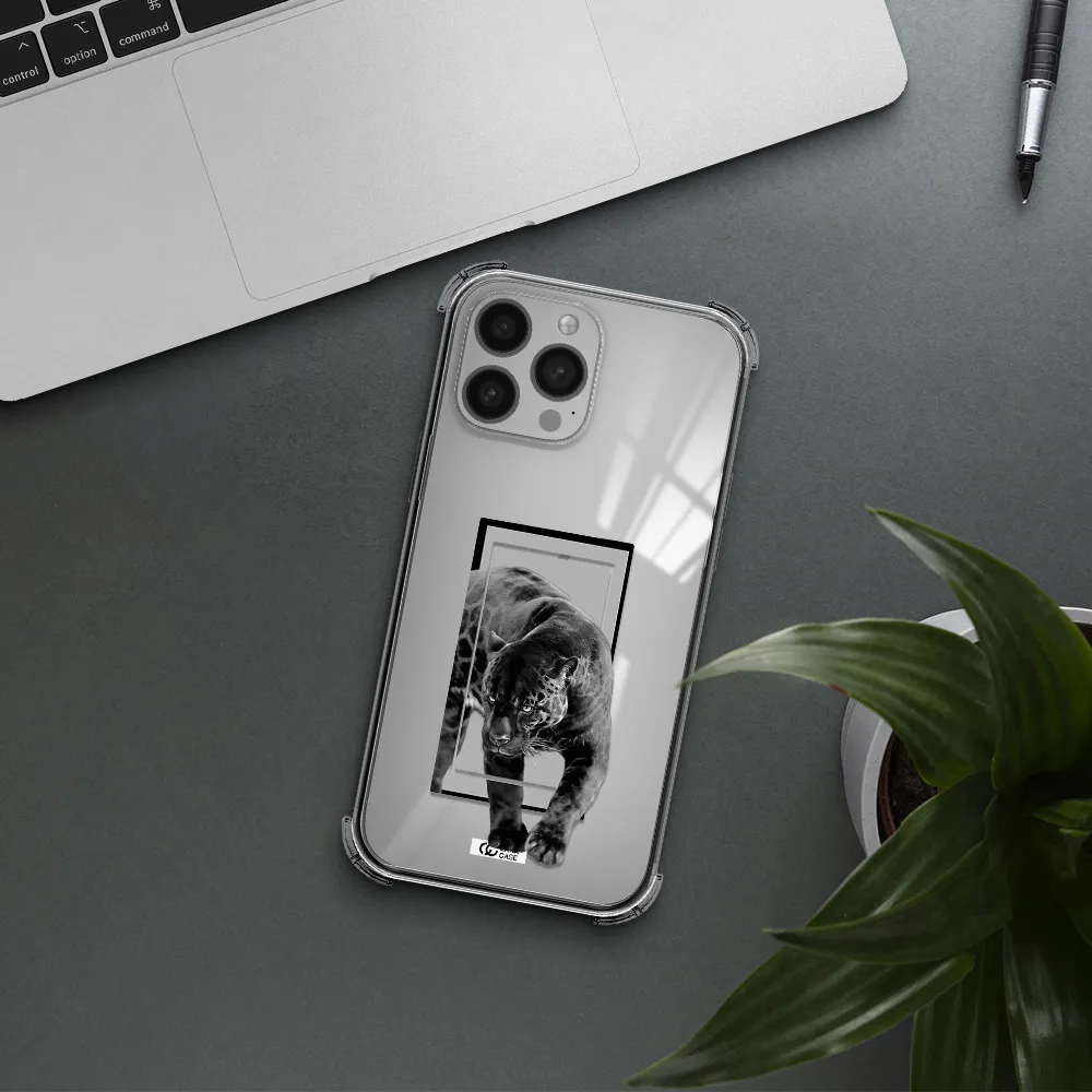 a black tiger with spots on its face Apple iPhone 13 Pro Max Clear PC Case