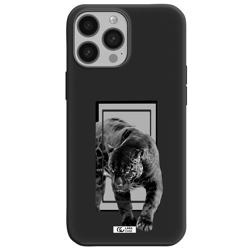 a black tiger with spots on its face Apple iPhone 13 Pro Max Silicone black Case