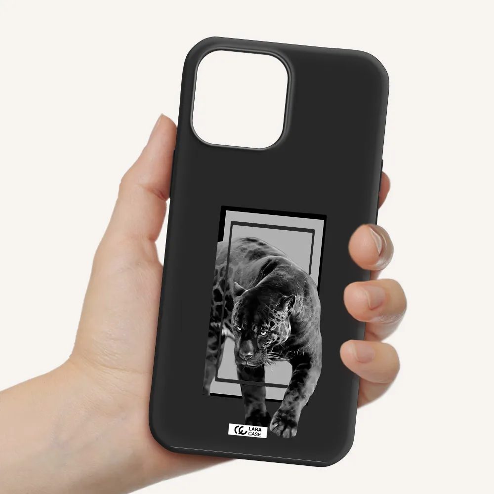 a black tiger with spots on its face Apple iPhone 13 Pro Silicone black Case