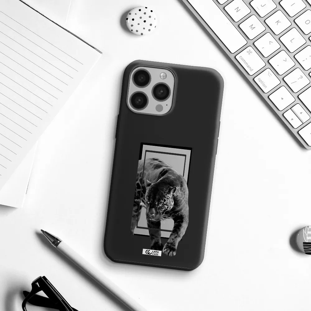 a black tiger with spots on its face Apple iPhone 13 Pro Silicone black Case