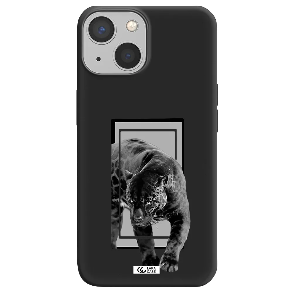 a black tiger with spots on its face Apple iPhone 13 Silicone black Case