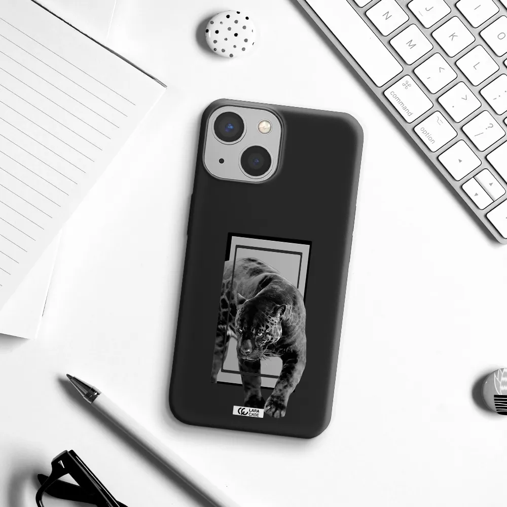 a black tiger with spots on its face Apple iPhone 13 Silicone black Case