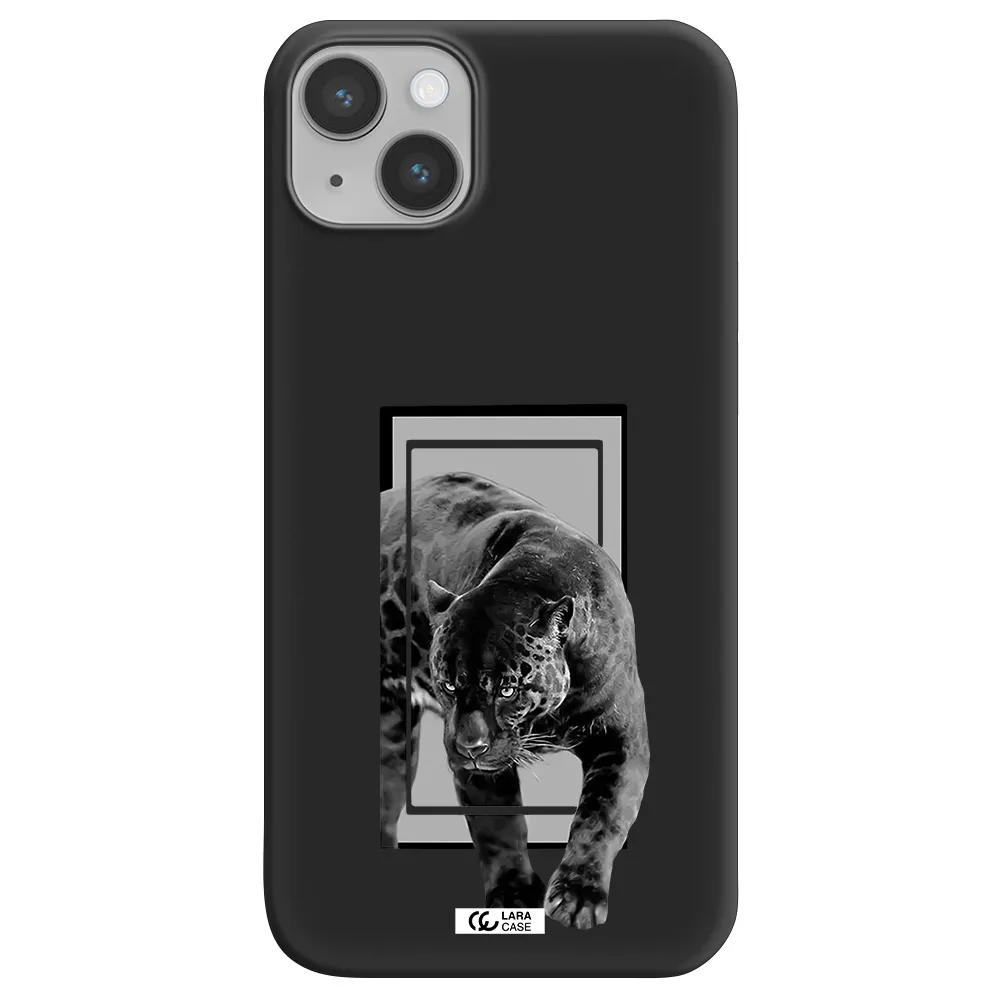 a black tiger with spots on its face Apple iPhone 14 plus Silicone black Case